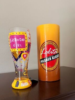 Lolita Orange and Pink Birthday Girl Pilsner Glass